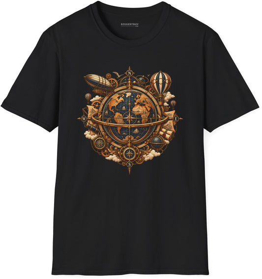 Nautical Nexus - Softstyle T-Shirt in Black, front view