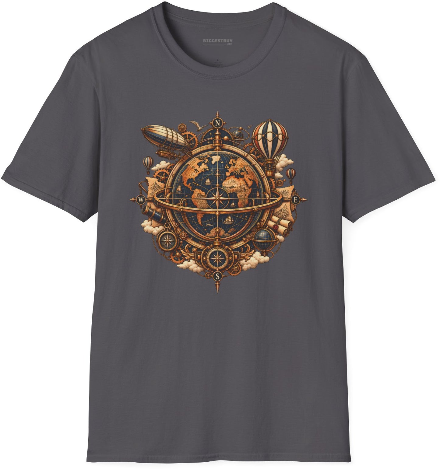 Nautical Nexus - Softstyle T-Shirt in Charcoal, front view