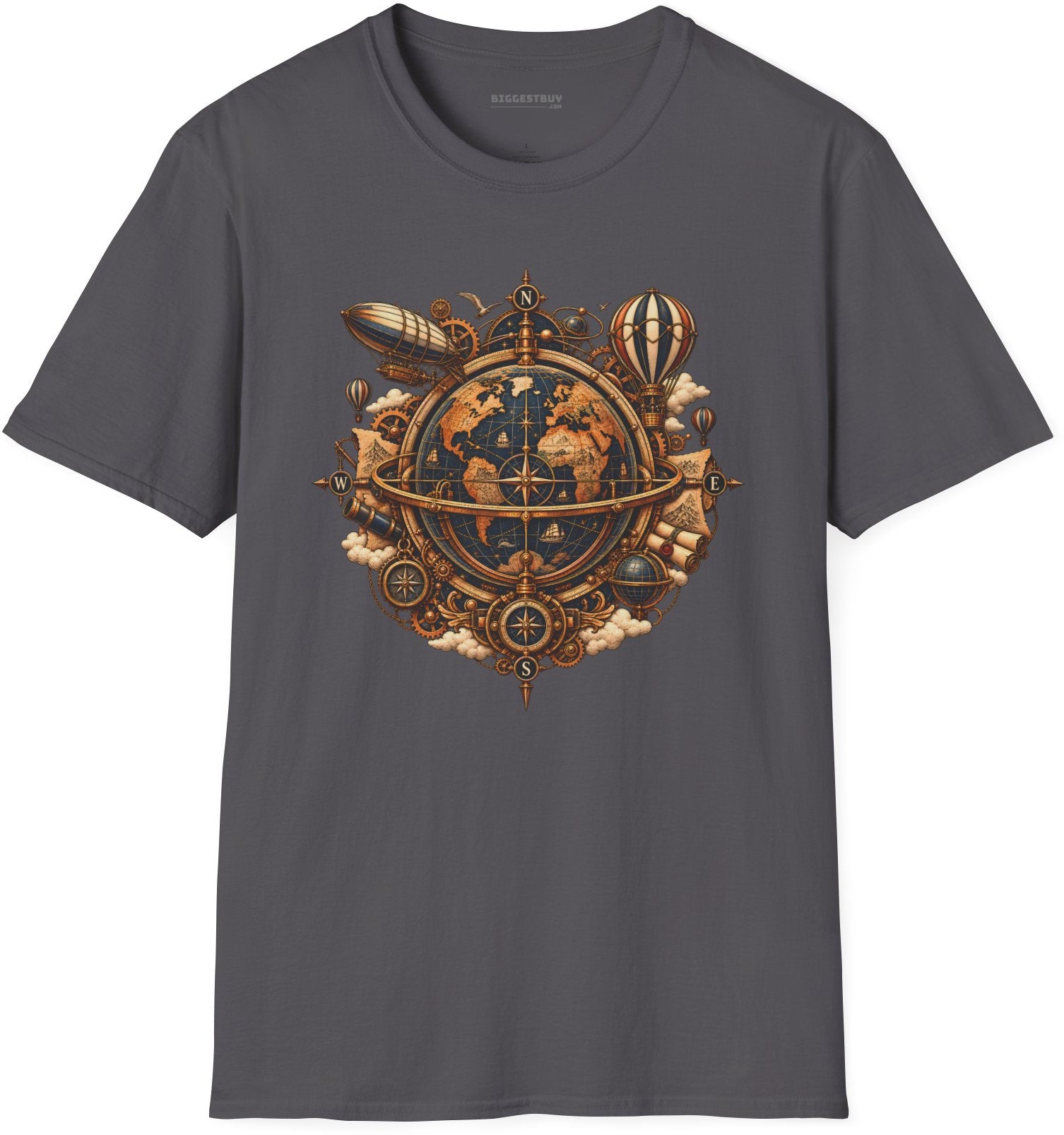 Nautical Nexus - Softstyle T-Shirt in Charcoal, front view