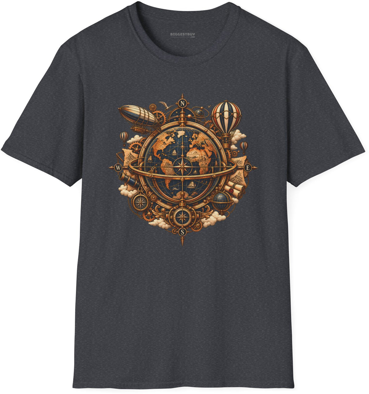 Nautical Nexus - Softstyle T-Shirt in Dark Heather Grey, front view