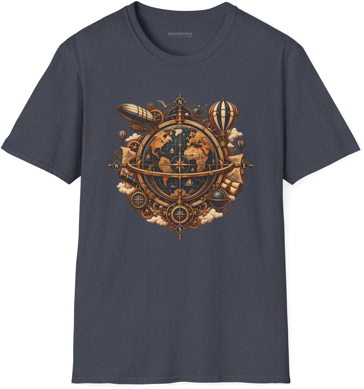 Nautical Nexus - Softstyle T-Shirt in Heather Navy, front view