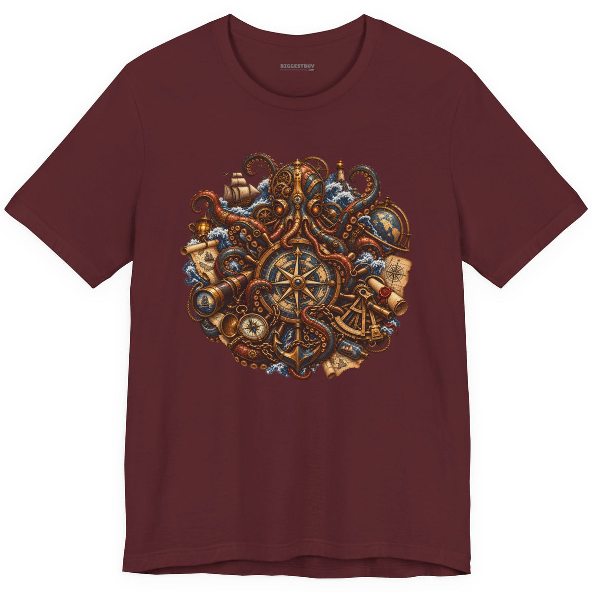 Nautical Nonsense - Classic Jersey Tee in Maroon, front view