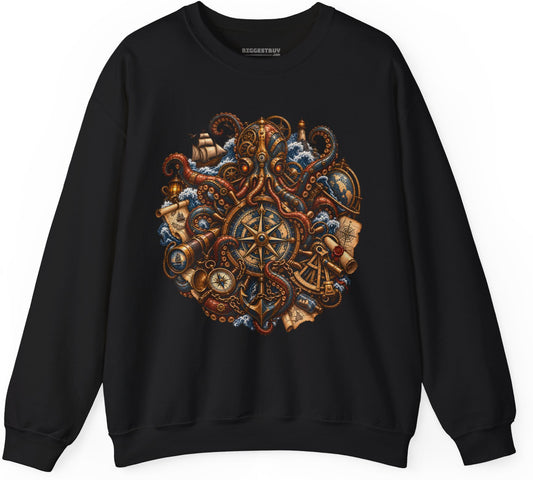 Nautical Nonsense - Crewneck Sweatshirt in Black, front view