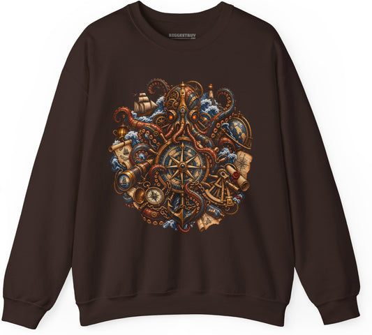 Nautical Nonsense - Crewneck Sweatshirt in Dark Chocolate, front view