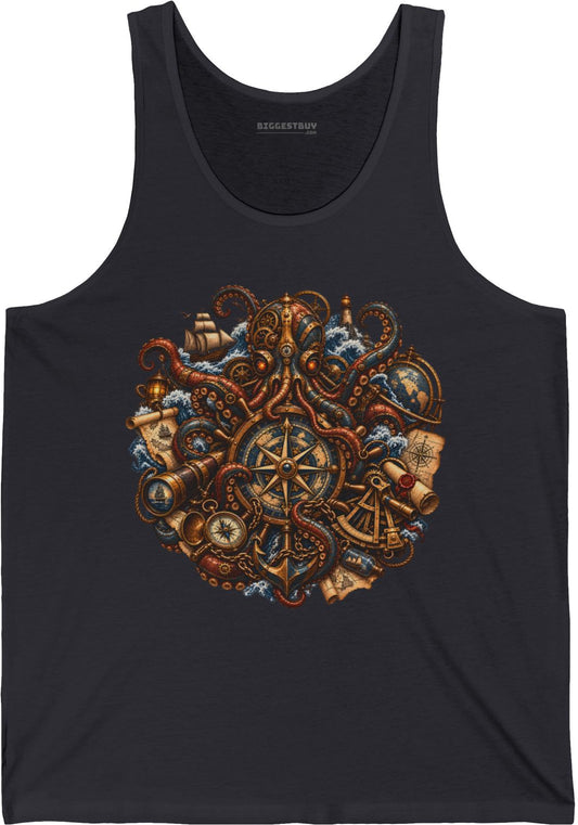 Nautical Nonsense - Jersey Tank Top in Dark Grey, front view