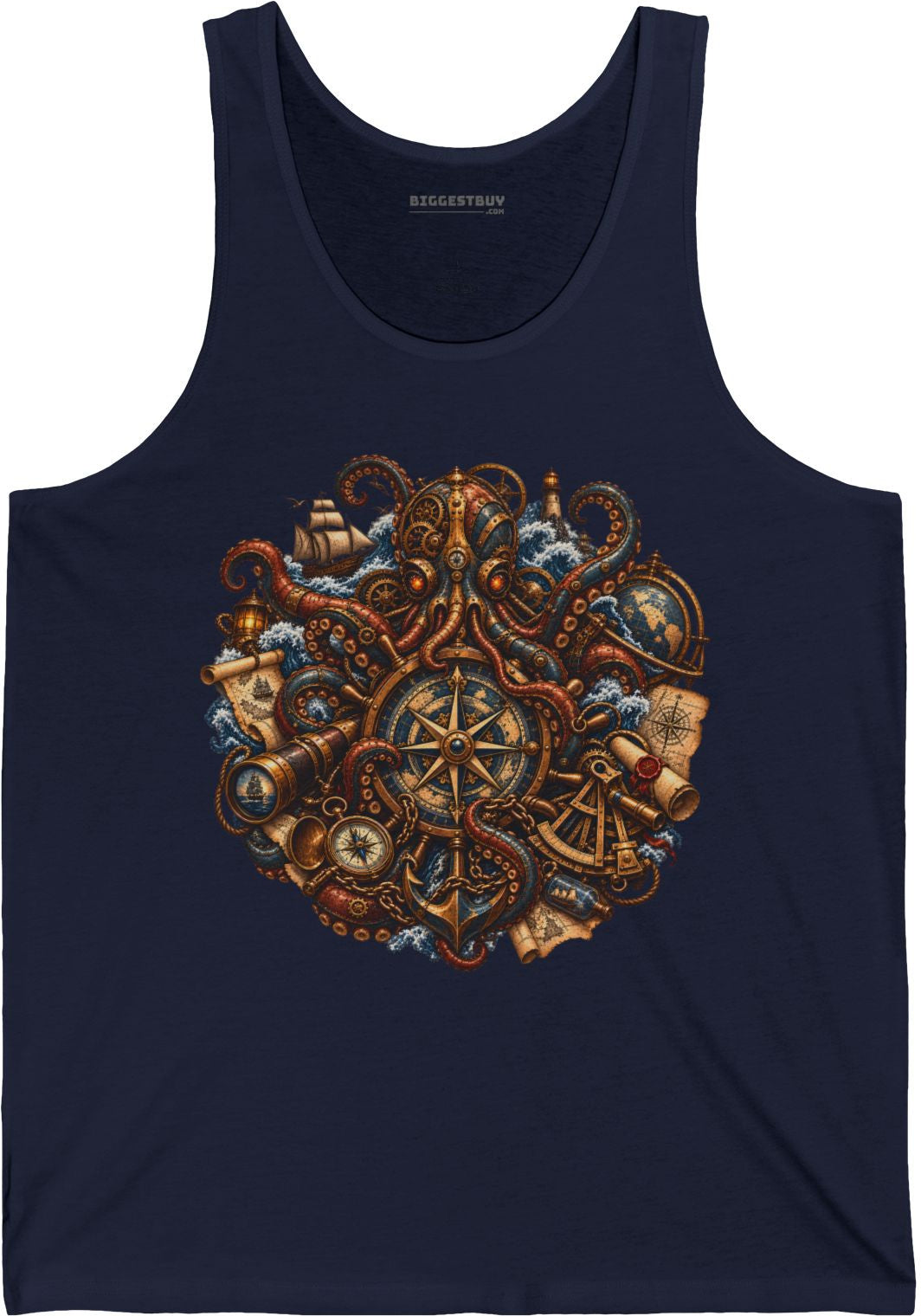 Nautical Nonsense - Jersey Tank Top in Navy, front view