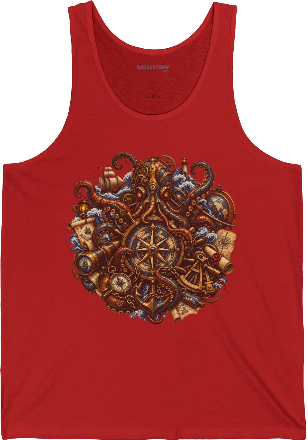 Nautical Nonsense - Jersey Tank Top in Red, front view