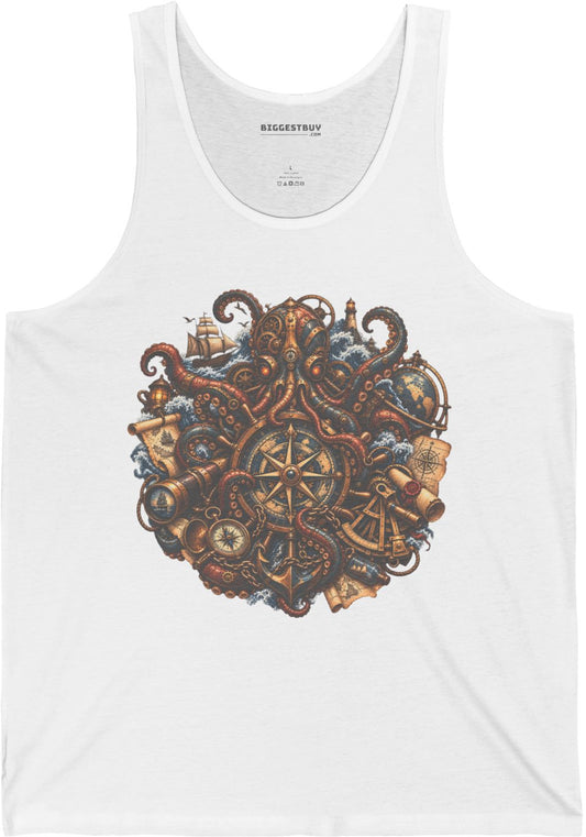 Nautical Nonsense - Jersey Tank Top in White, front view