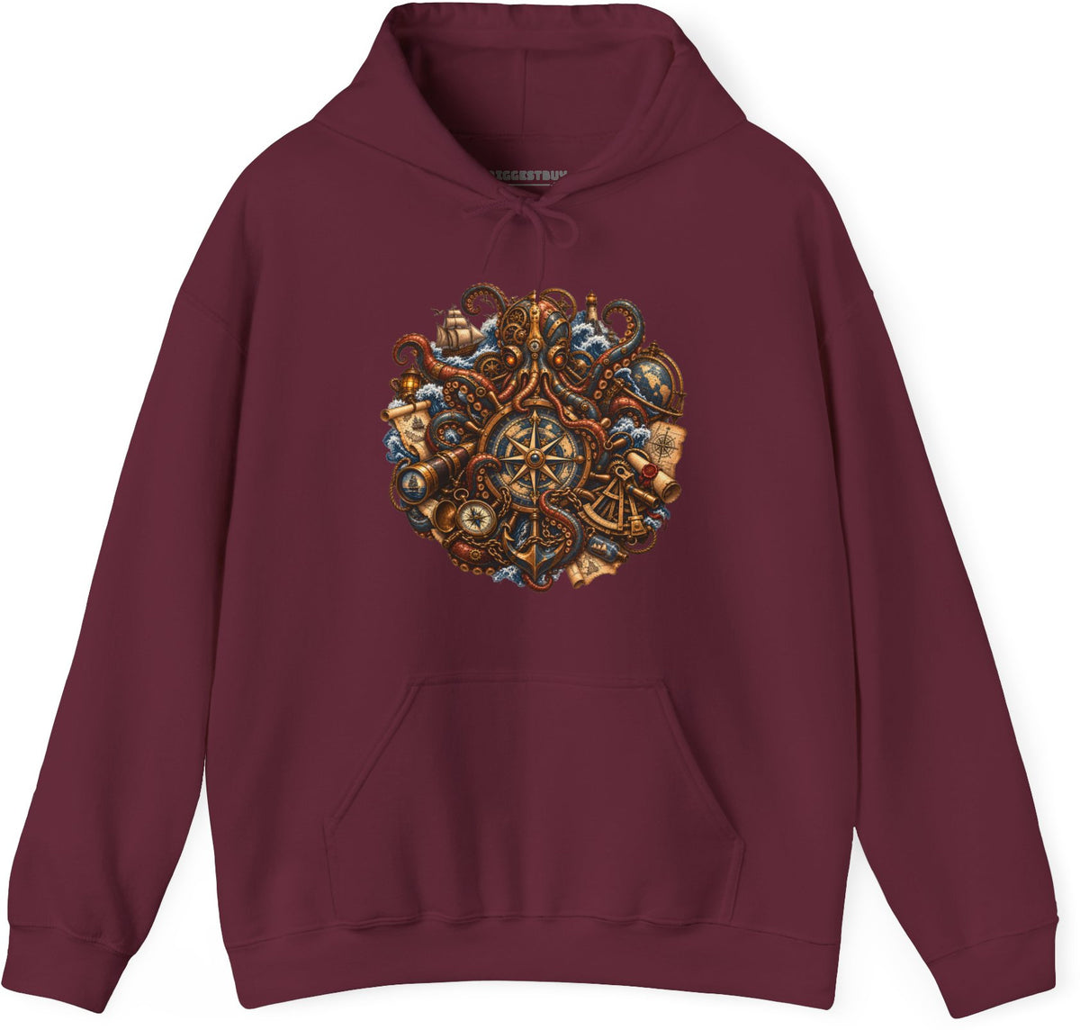 Nautical Nonsense - Pullover Hoodie in Maroon, front view