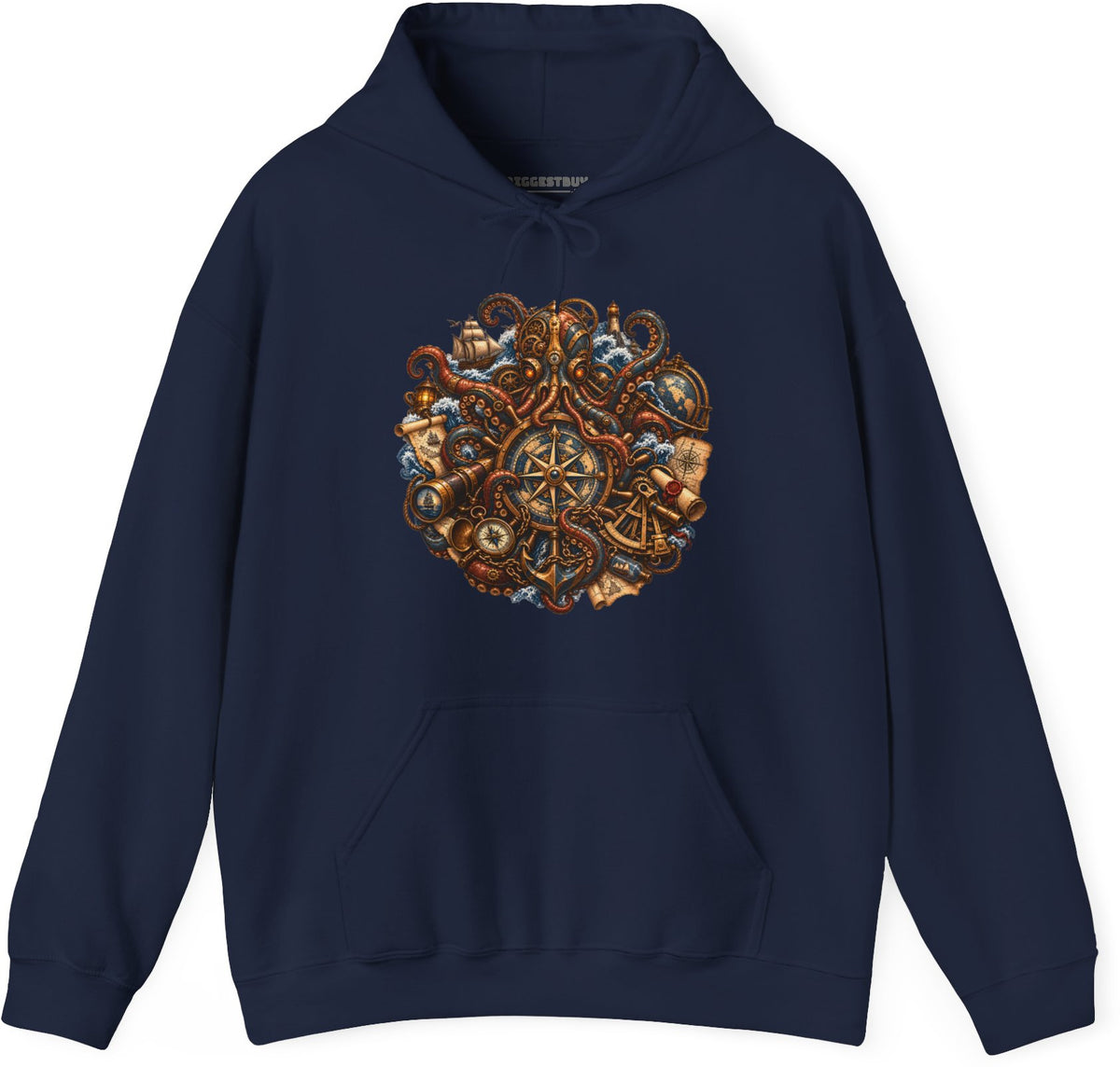 Nautical Nonsense - Pullover Hoodie in Navy, front view