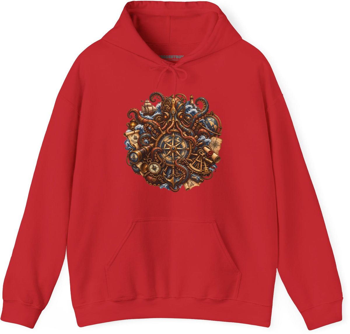 Nautical Nonsense - Pullover Hoodie in Red, front view
