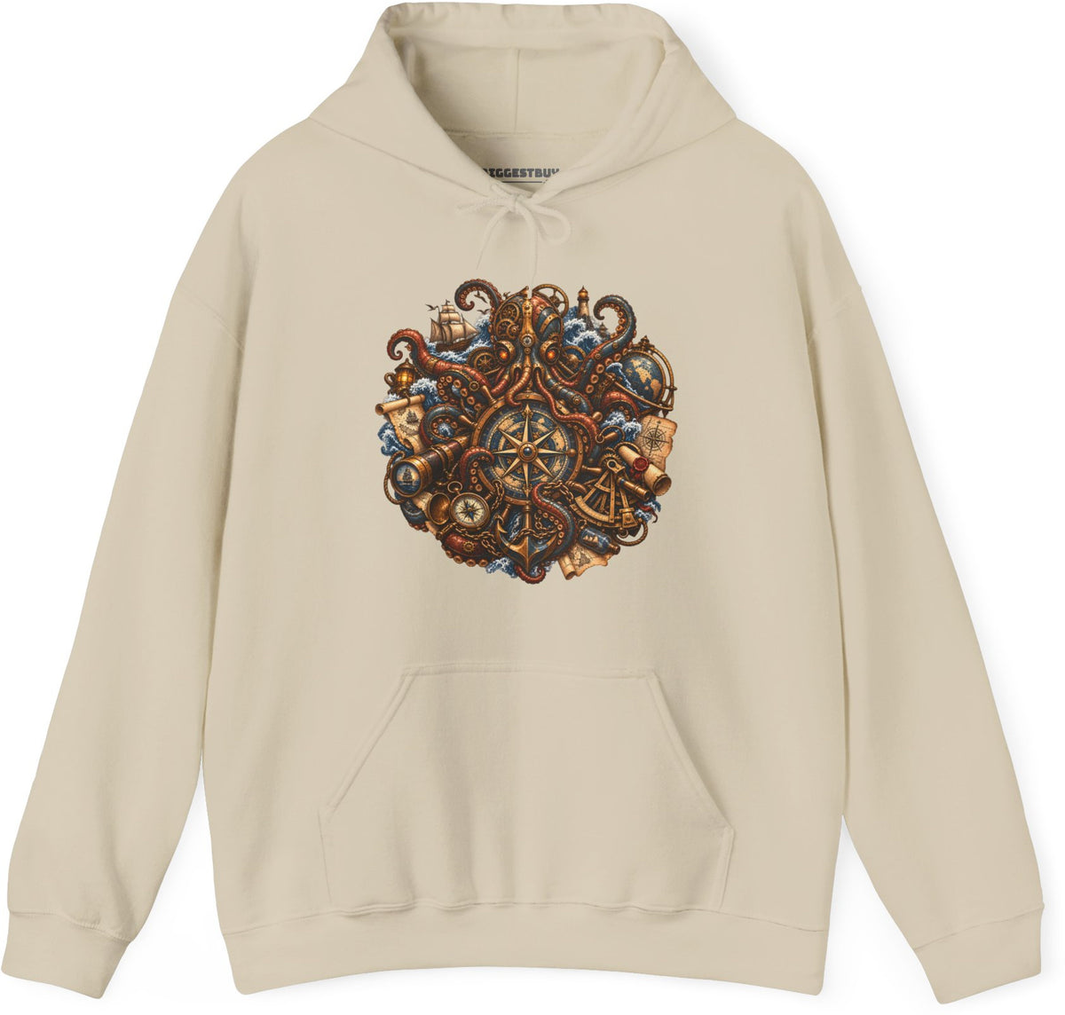 Nautical Nonsense - Pullover Hoodie in Sand, front view