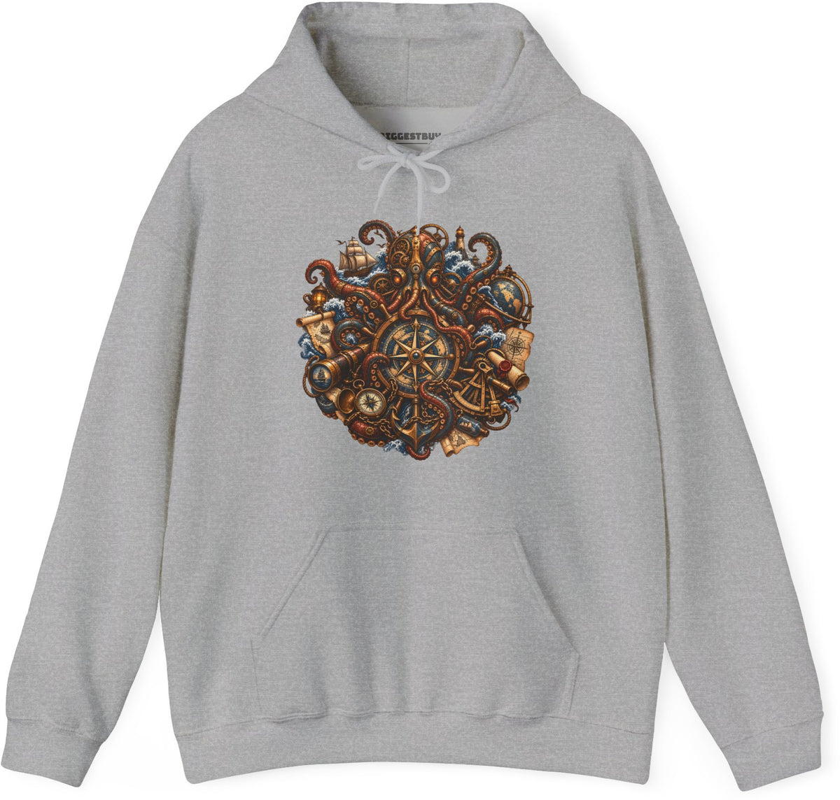 Nautical Nonsense - Pullover Hoodie in Sport Grey, front view