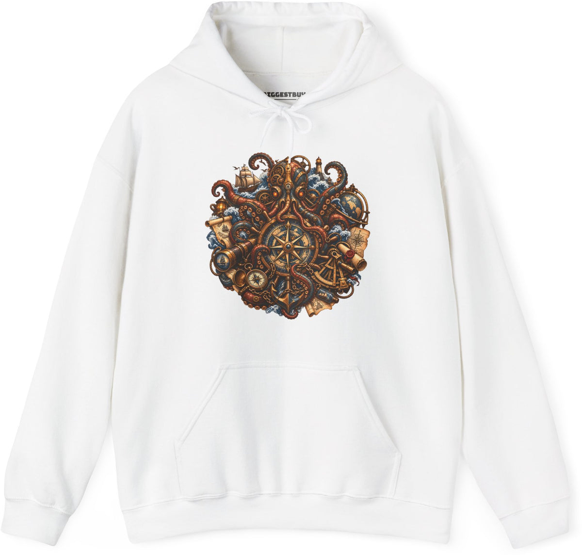 Nautical Nonsense - Pullover Hoodie in White, front view