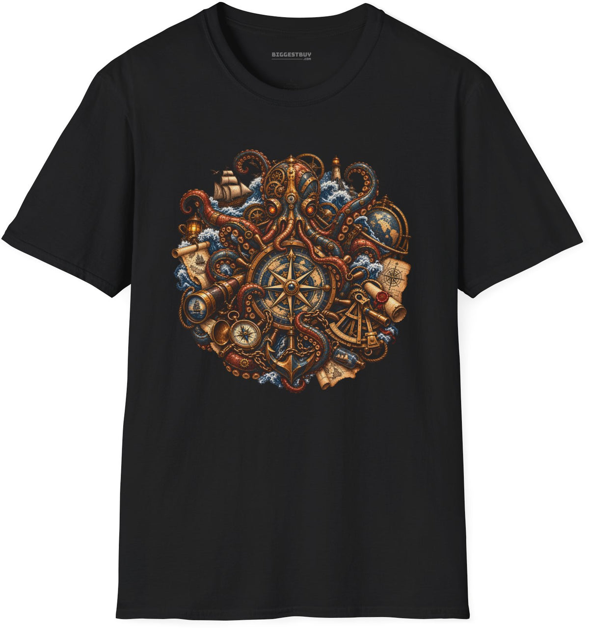 Nautical Nonsense - Softstyle T-Shirt in Black, front view
