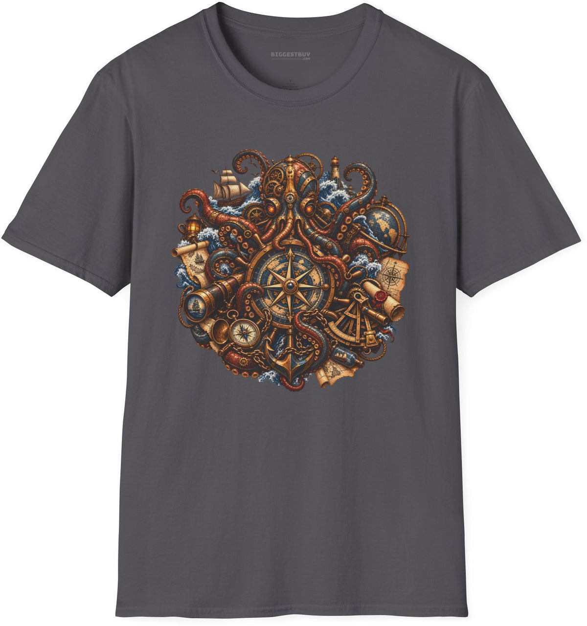 Nautical Nonsense - Softstyle T-Shirt in Charcoal, front view