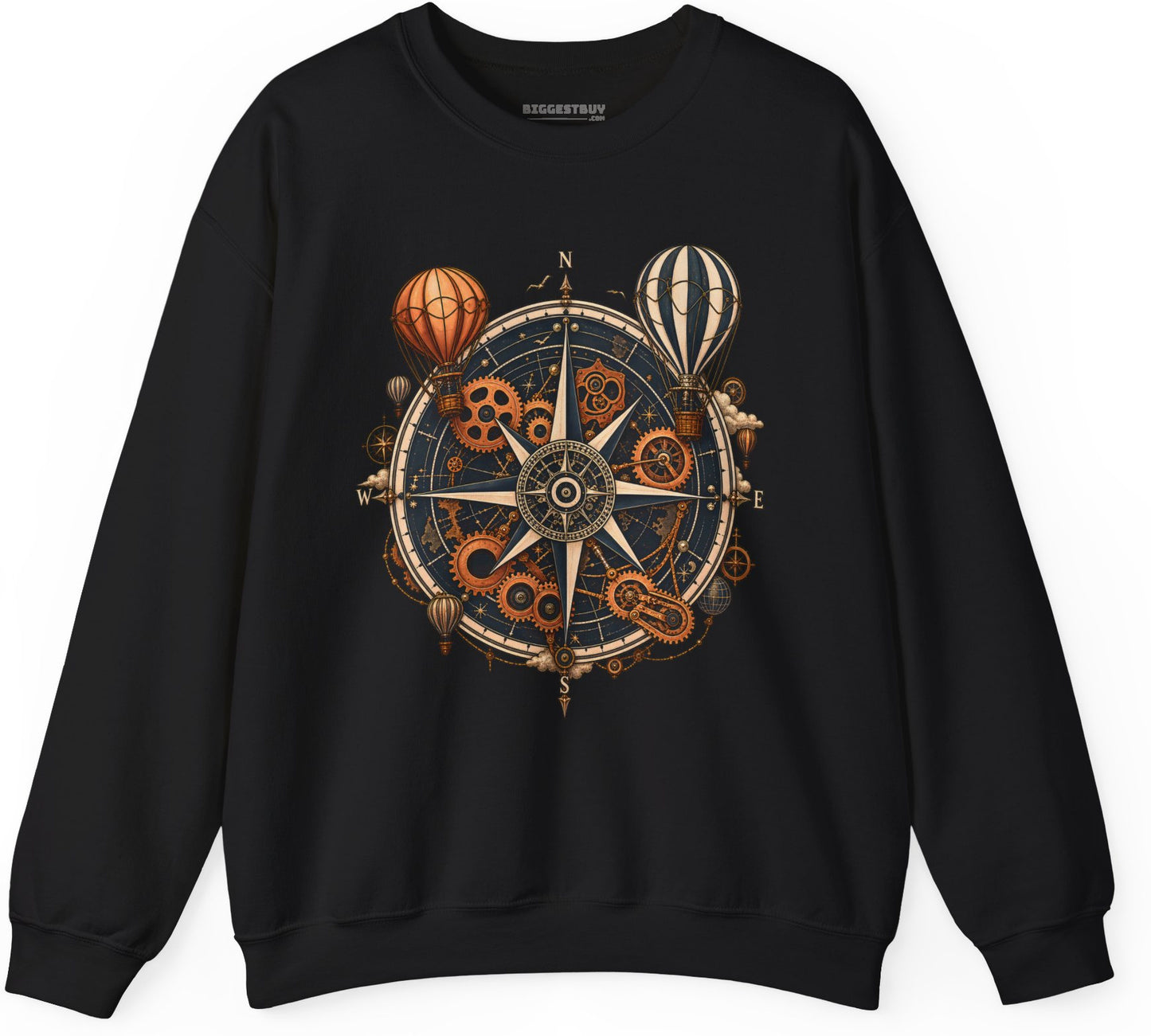 Nautical Nostalgia - Crewneck Sweatshirt in Black, front view