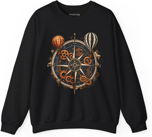 Nautical Nostalgia - Crewneck Sweatshirt in Black, front view