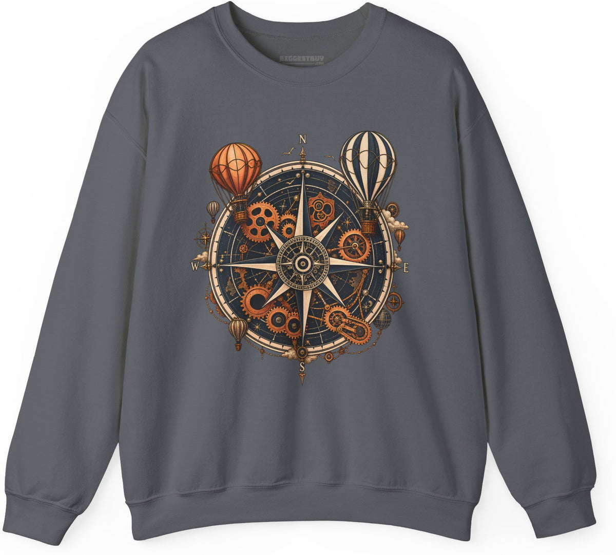 Nautical Nostalgia - Crewneck Sweatshirt in Charcoal, front view