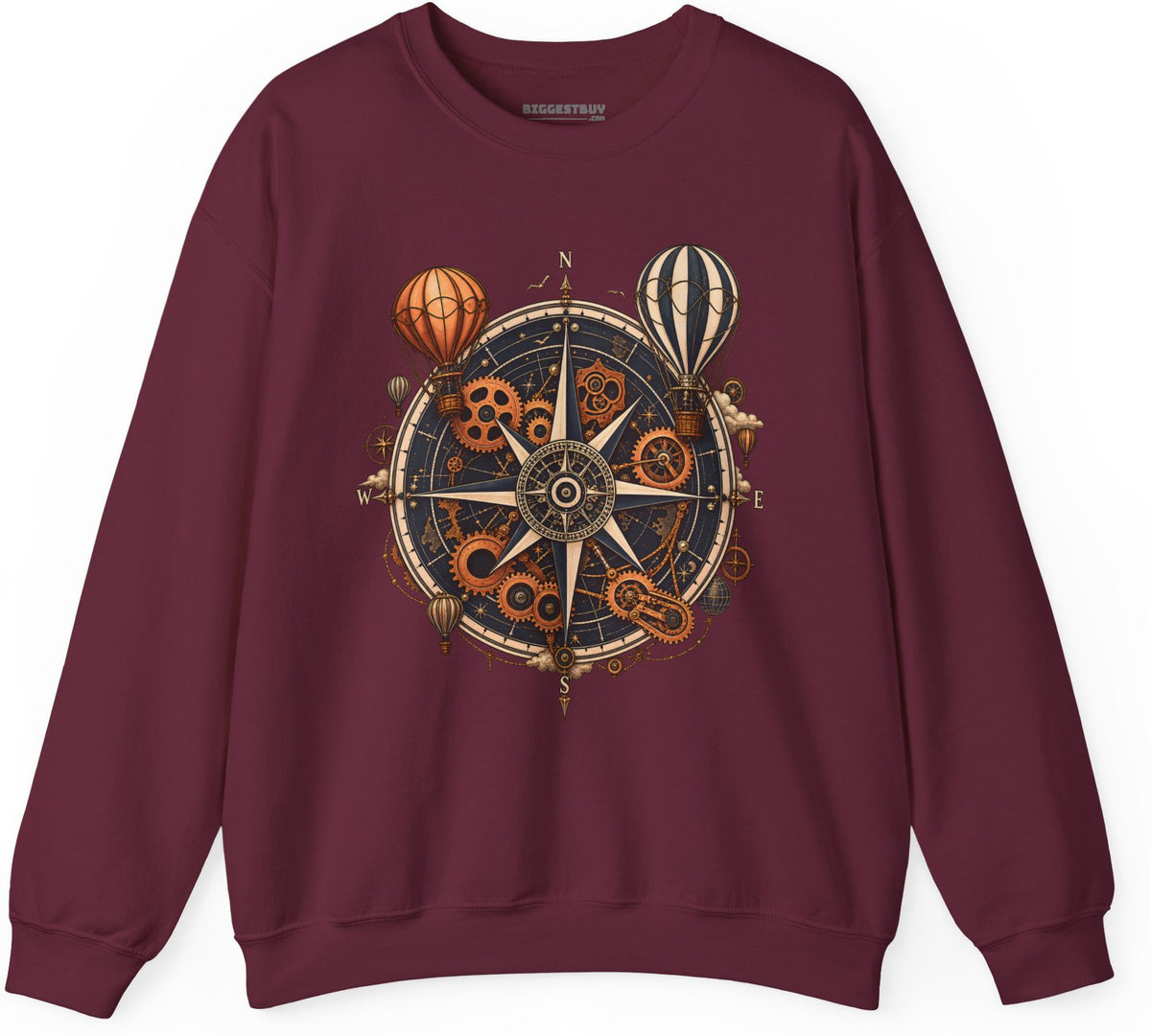 Nautical Nostalgia - Crewneck Sweatshirt in Maroon, front view