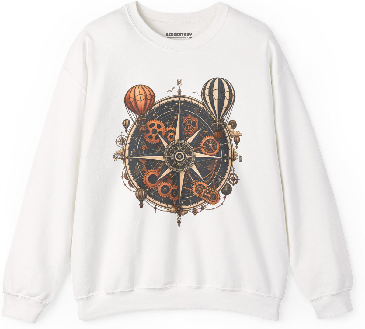 Nautical Nostalgia - Crewneck Sweatshirt in White, front view