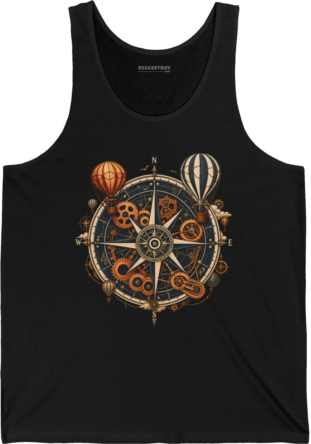 Nautical Nostalgia - Jersey Tank Top in Black, front view