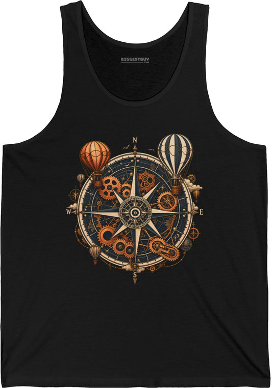 Nautical Nostalgia - Jersey Tank Top in Black, front view