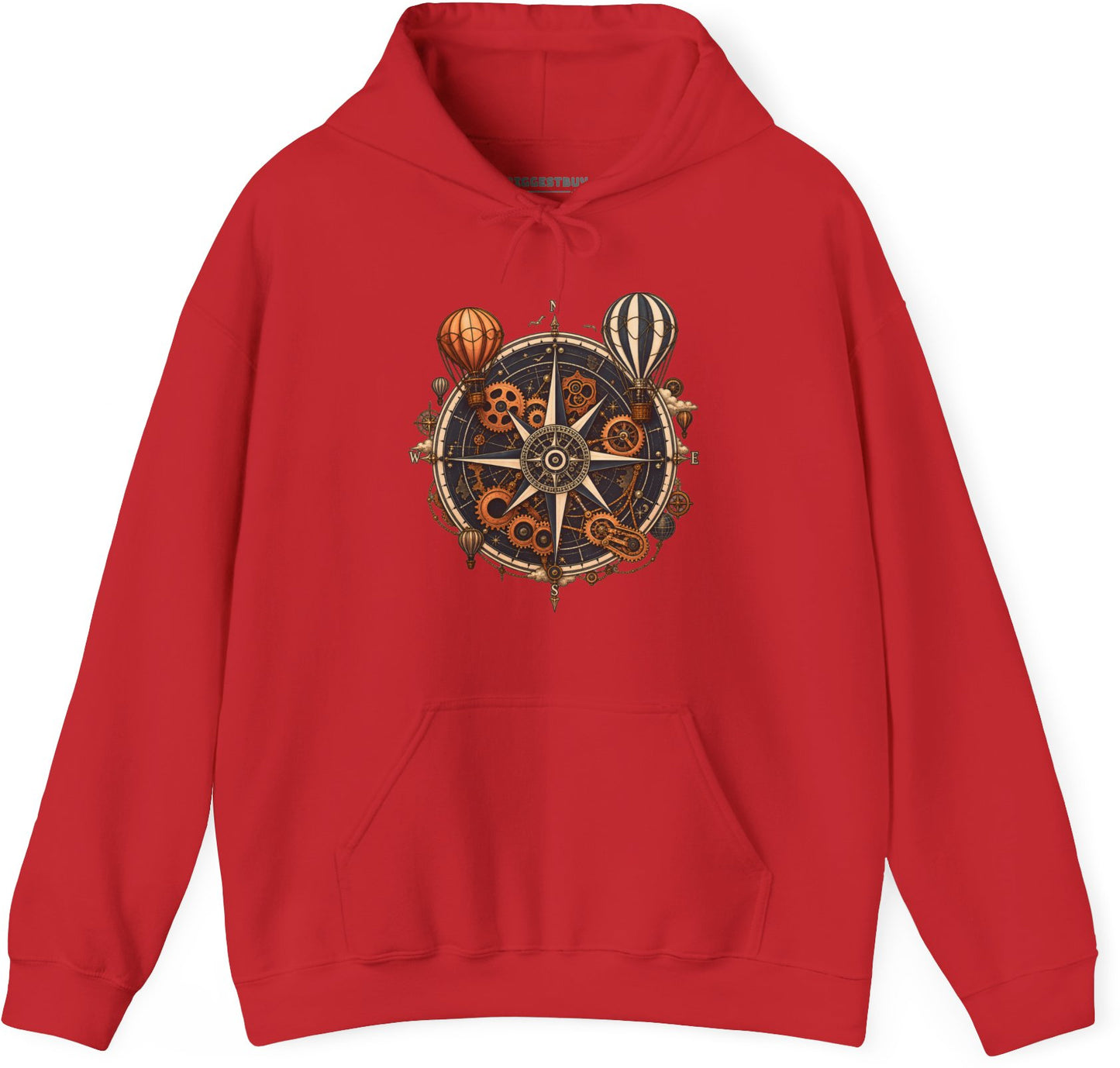 Nautical Nostalgia - Pullover Hoodie in Red, front view