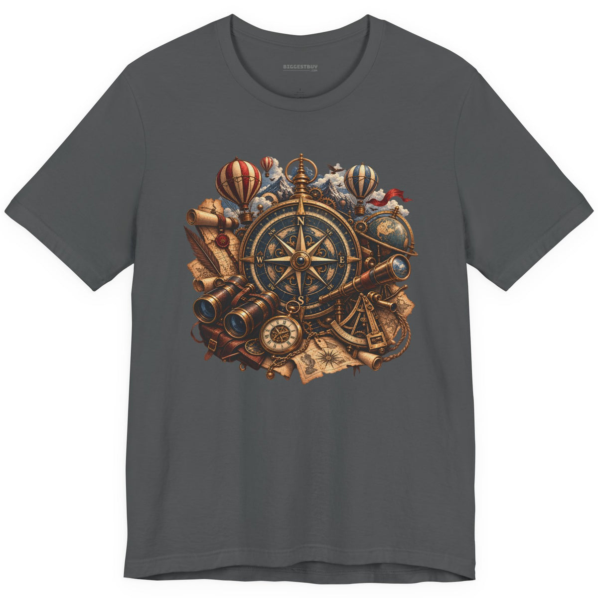 Navigatin Nostalgia - Classic Jersey Tee in Asphalt, front view