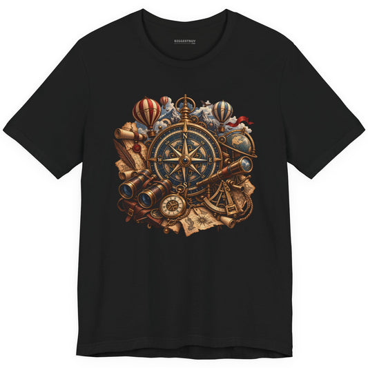 Navigatin Nostalgia - Classic Jersey Tee in Black, front view