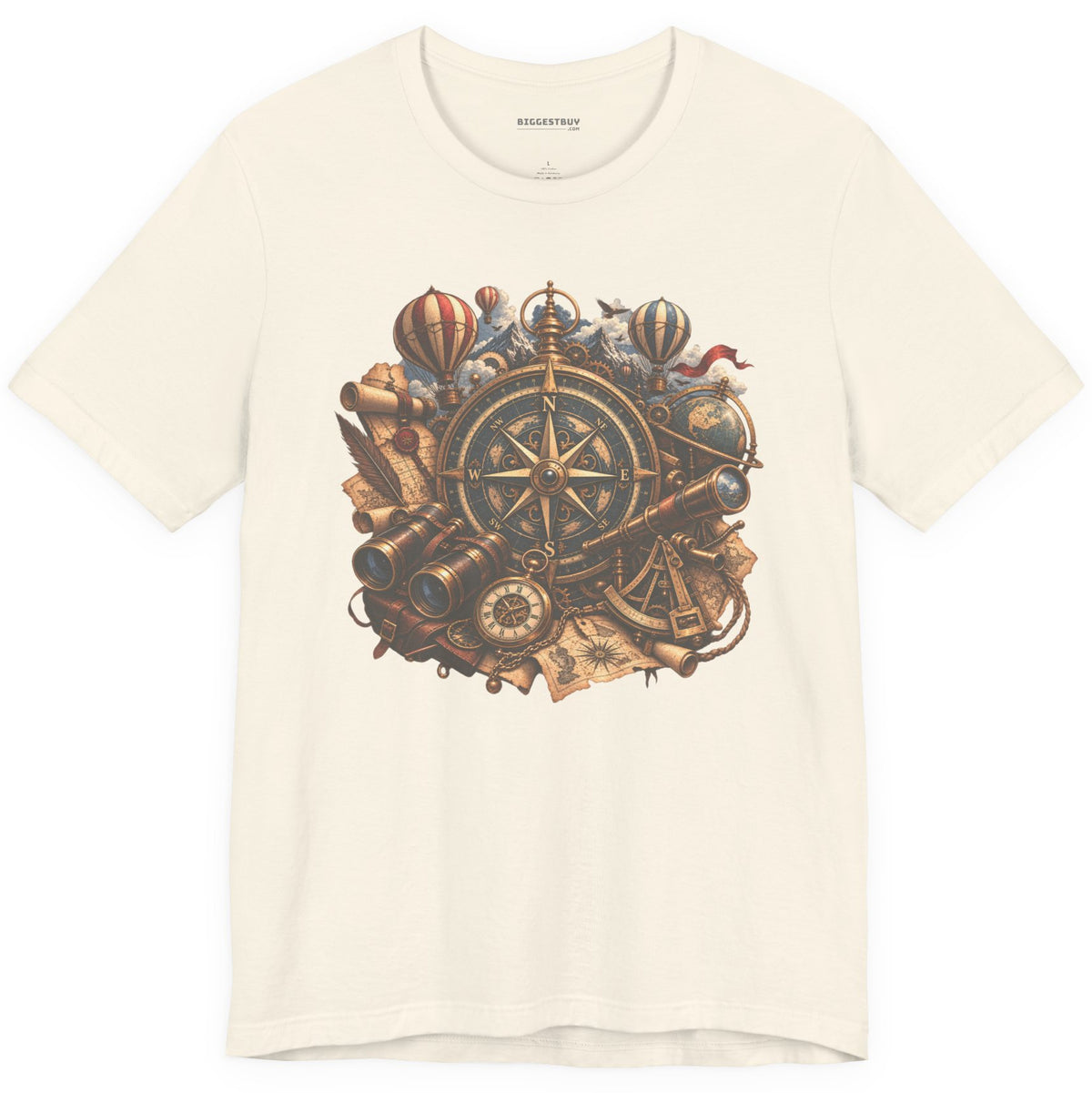 Navigatin Nostalgia - Classic Jersey Tee in Natural, front view