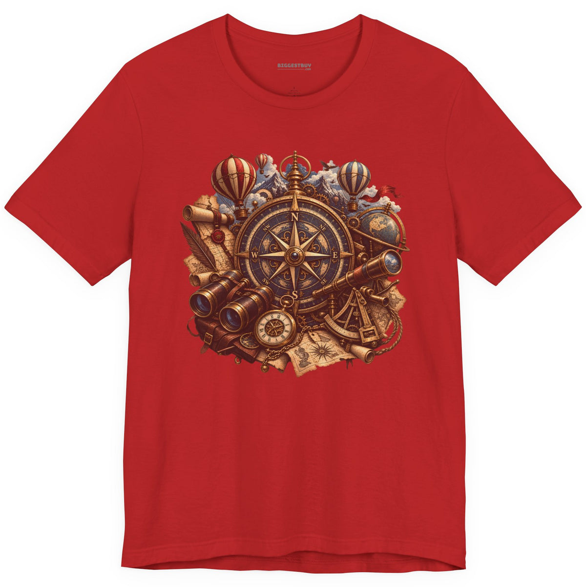 Navigatin Nostalgia - Classic Jersey Tee in Red, front view