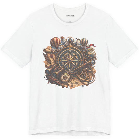 Navigatin Nostalgia - Classic Jersey Tee in White, front view