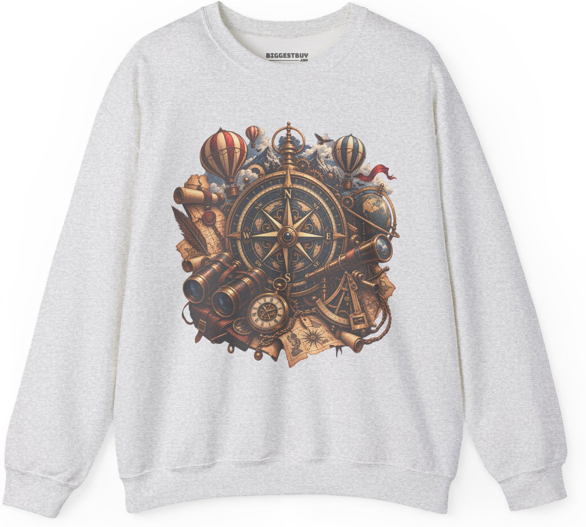 Navigatin Nostalgia - Crewneck Sweatshirt in Ash, front view