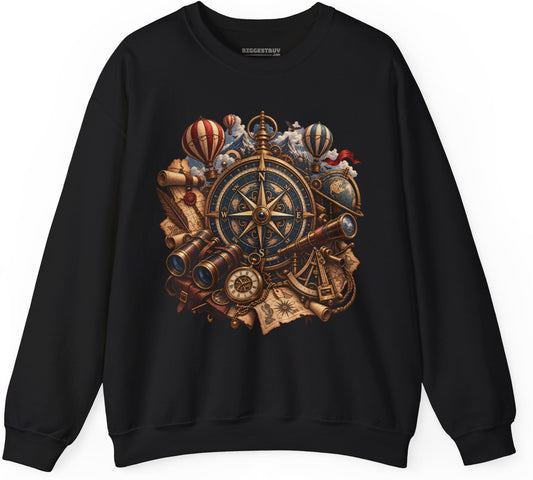 Navigatin Nostalgia - Crewneck Sweatshirt in Black, front view