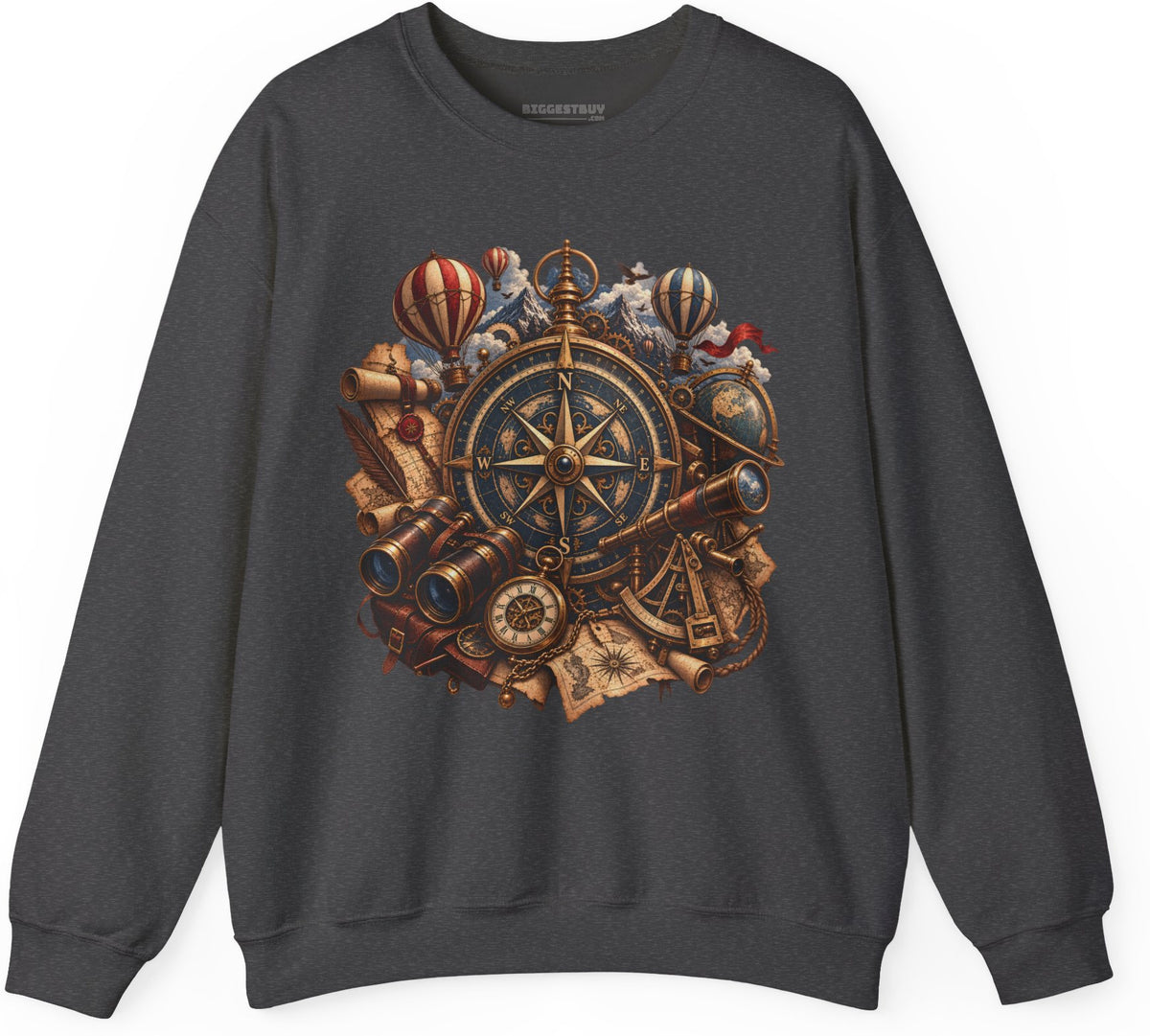 Navigatin Nostalgia - Crewneck Sweatshirt in Dark Heather, front view