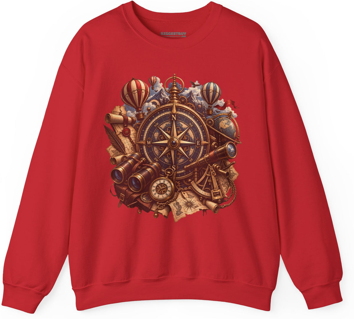 Navigatin Nostalgia - Crewneck Sweatshirt in Red, front view