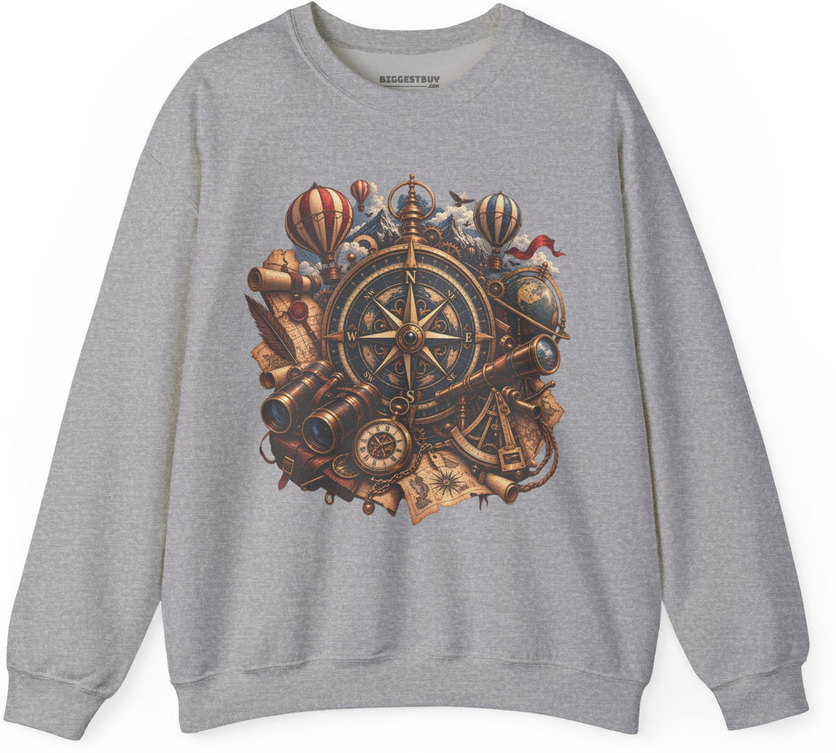 Navigatin Nostalgia - Crewneck Sweatshirt in Sport Grey, front view