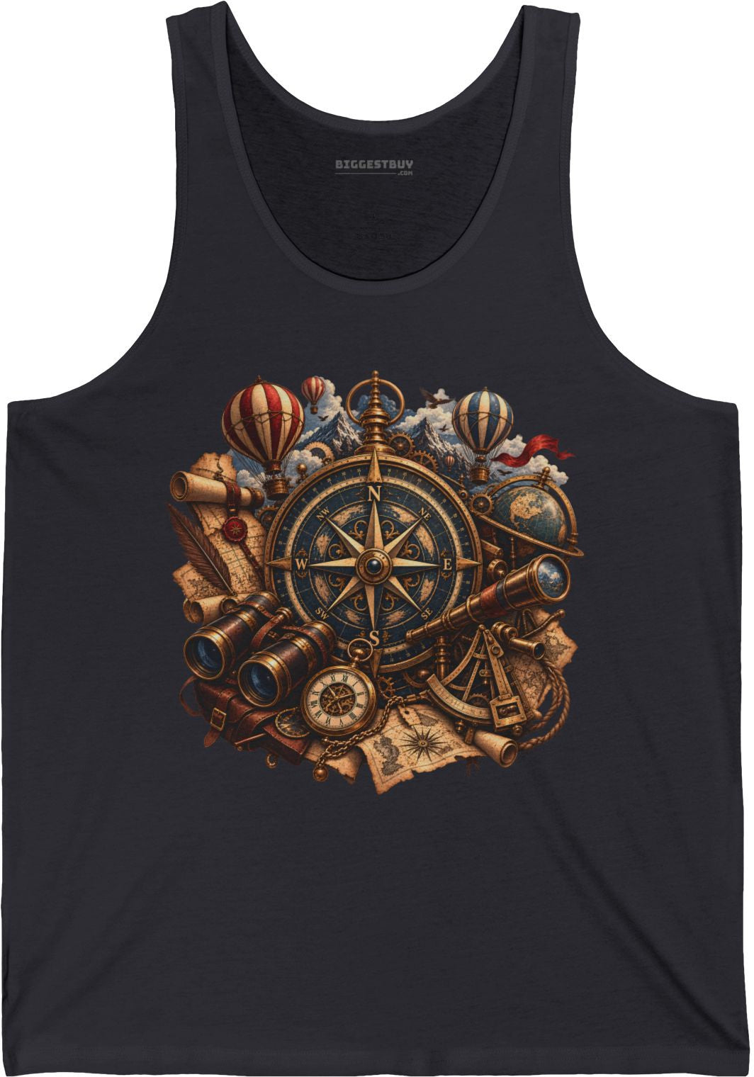 Navigatin Nostalgia - Jersey Tank Top in Dark Grey, front view