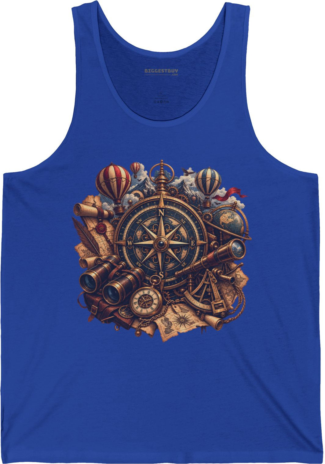 Navigatin Nostalgia - Jersey Tank Top in True Royal, front view