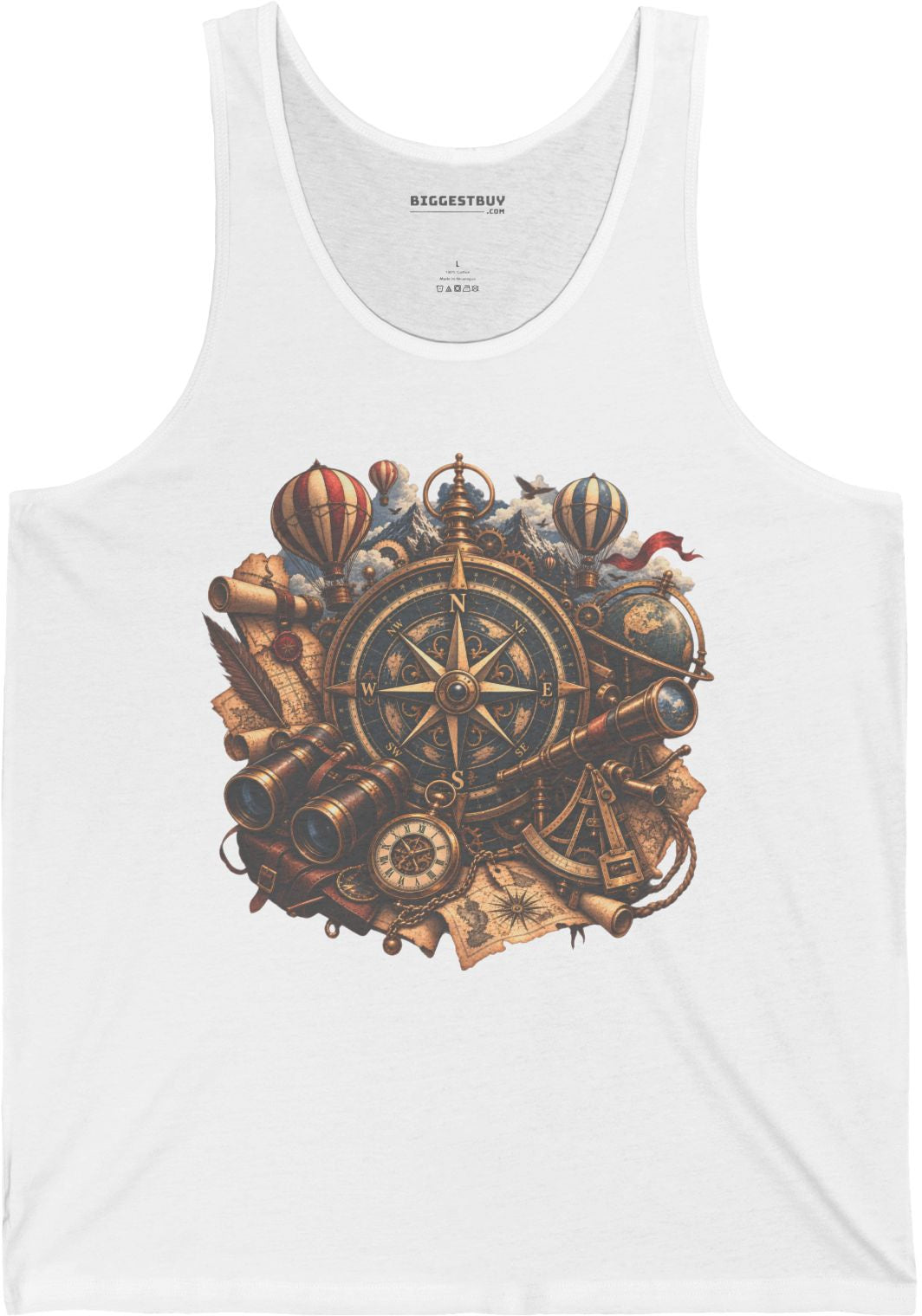 Navigatin Nostalgia - Jersey Tank Top in White, front view