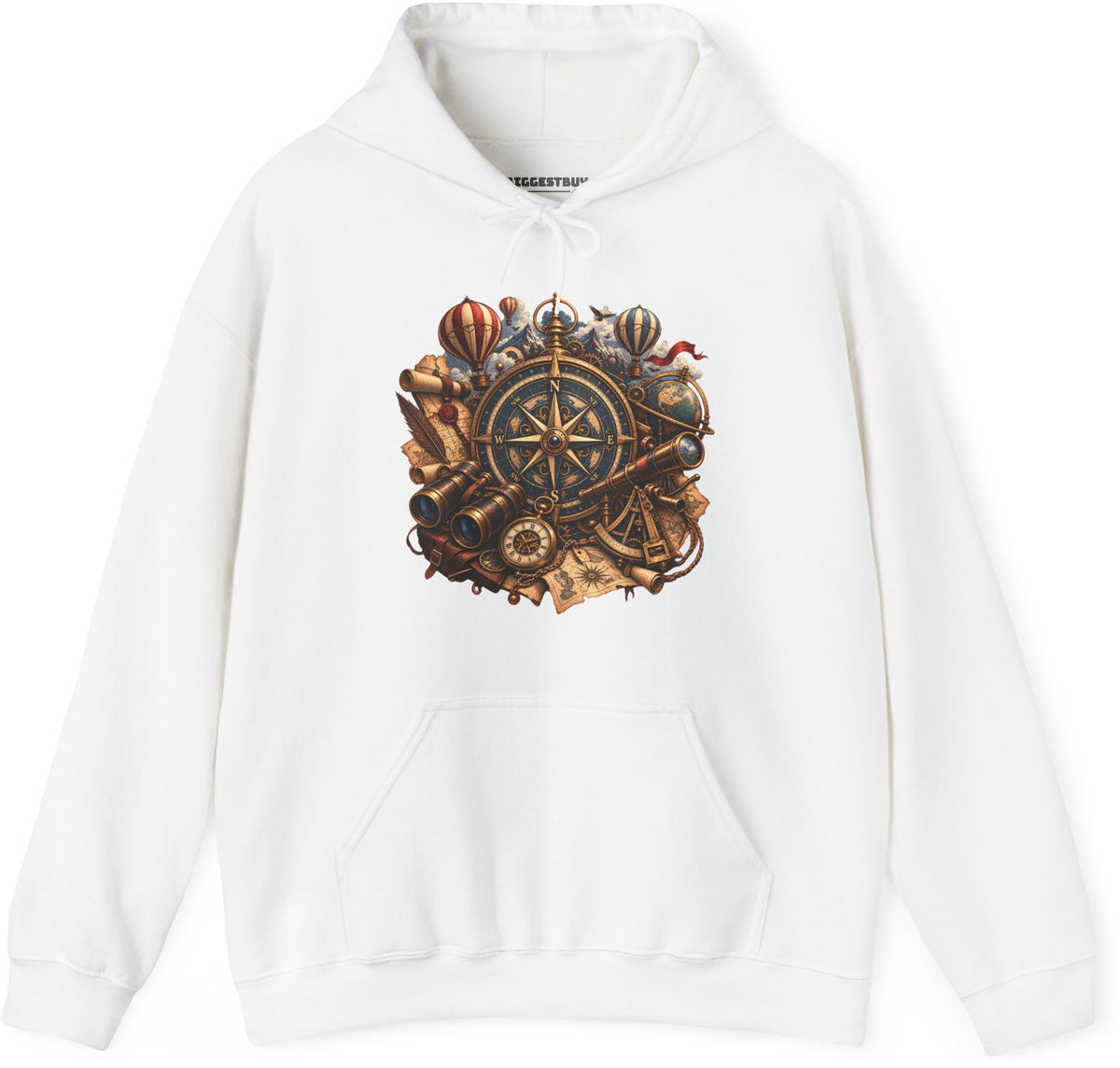 Navigatin Nostalgia - Pullover Hoodie in White, front view