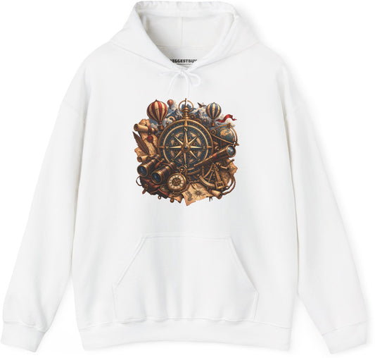 Navigatin Nostalgia - Pullover Hoodie in White, front view