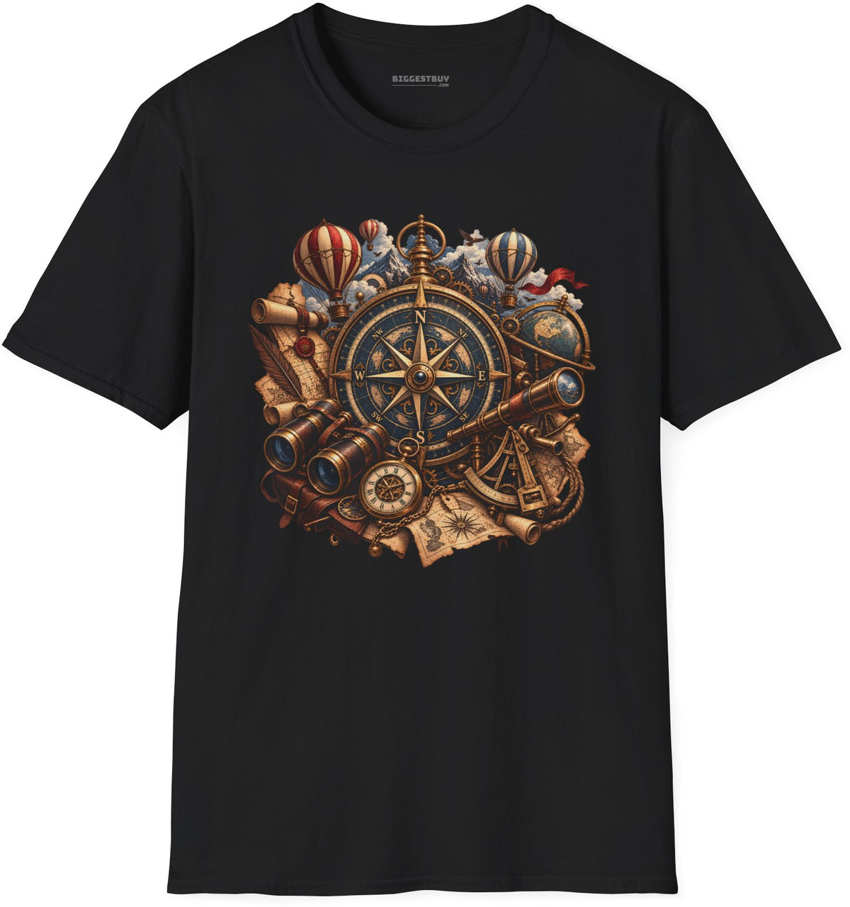 Navigatin Nostalgia - Softstyle T-Shirt in Black, front view
