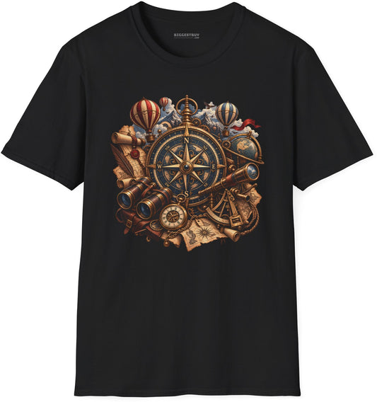 Navigatin Nostalgia - Softstyle T-Shirt in Black, front view
