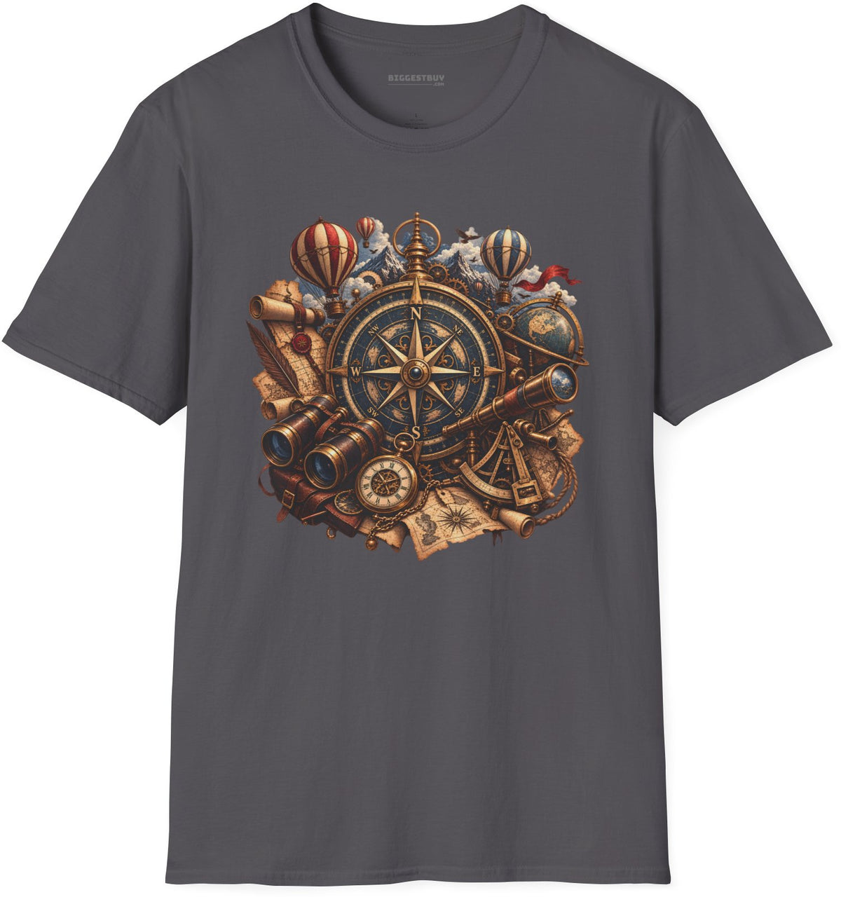 Navigatin Nostalgia - Softstyle T-Shirt in Charcoal, front view