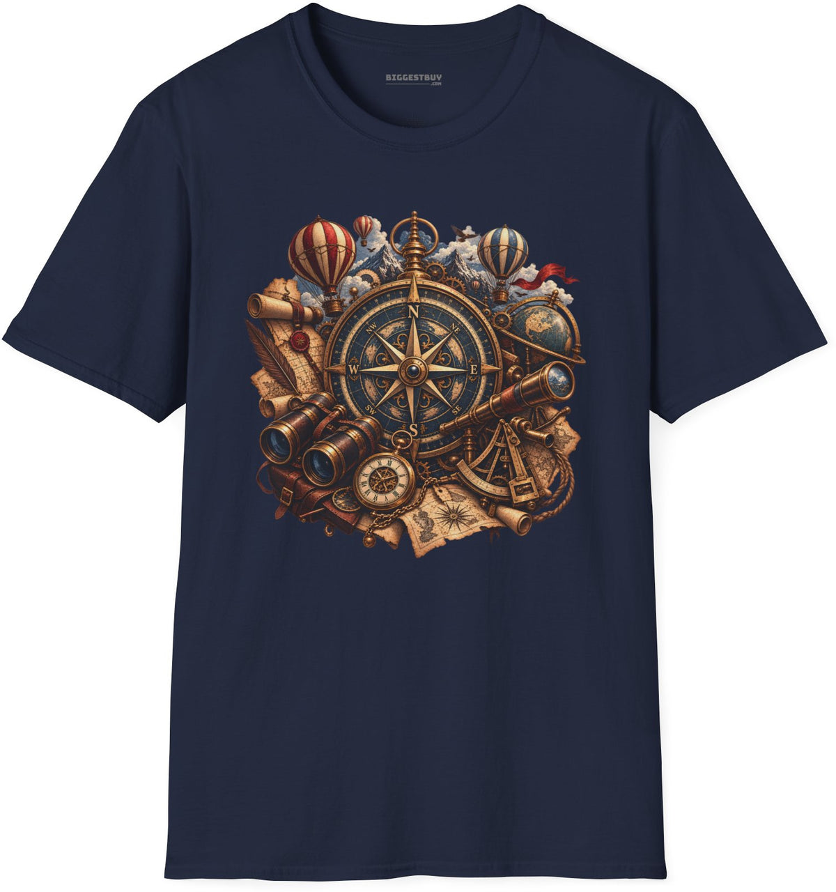 Navigatin Nostalgia - Softstyle T-Shirt in Navy, front view