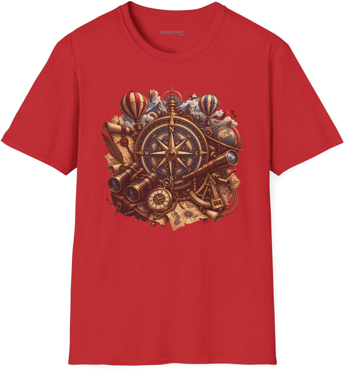Navigatin Nostalgia - Softstyle T-Shirt in Red, front view