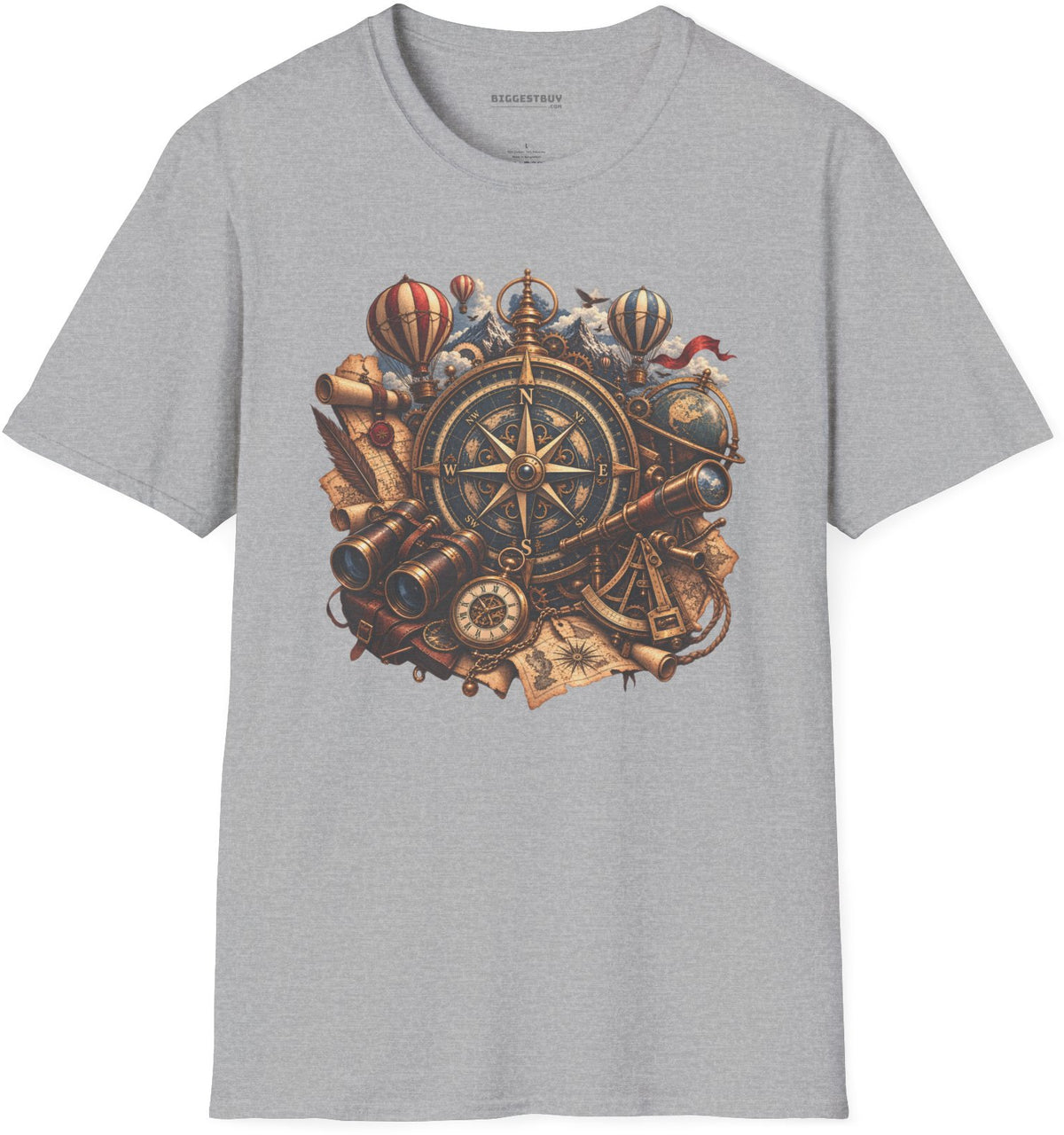 Navigatin Nostalgia - Softstyle T-Shirt in Sport Grey, front view