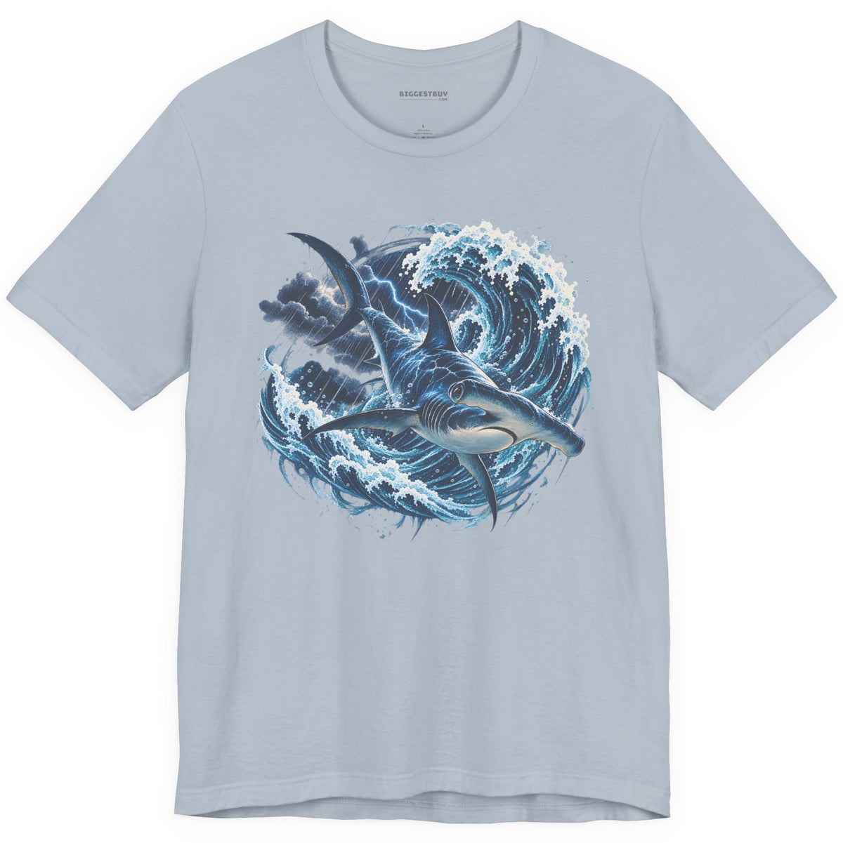 Oceanic Roar - Classic Jersey Tee in Light Blue, front view